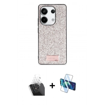 MARSİLYAN™- Redmi Note 13 Pro 4G Kılıf Vadi Klasik Serisi - Siyah 3D Antistatik Cam Ekran Koruyucu + Kamera Lens Koruma Cam - SF