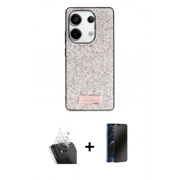 MARSİLYAN™- Redmi Note 13 Pro 4G Kılıf Vadi Klasik Serisi - Siyah 3D Antistatik Hayalet Cam Ekran Koruyucu + Kamera Lens Koruma Cam - SF