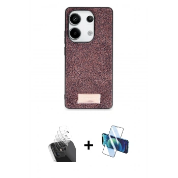 MARSİLYAN™- Redmi Note 13 Pro 4G Kılıf Vadi Klasik Serisi - Siyah 3D Antistatik Seramik Nano Ekran Koruyucu + Kamera Lens Koruma Cam - SF