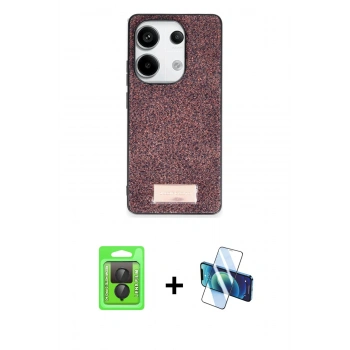 MARSİLYAN™- Redmi Note 13 Pro 4G Kılıf Vadi Klasik Serisi - Siyah 3D Antistatik Seramik Nano Ekran Koruyucu + Raze Metal Kamera Lens - SH