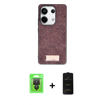 MARSİLYAN™- Redmi Note 13 Pro 4G Kılıf Vadi Klasik Serisi - Siyah 6D Antistatik Mat Seramik Hayalet Nano Ekran Koruyucu + Raze Metal Kamera Lens - SH