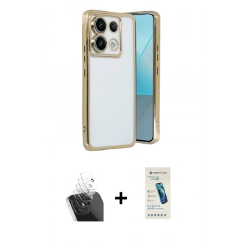 MARSİLYAN™- Redmi Note 13 Pro 4G Kılıf Vadi Minimal - Şeffaf Pasifik Cam Ekran Koruyucu + Kamera Lens Koruma Cam - SF