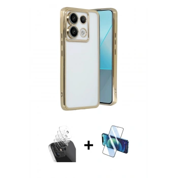 MARSİLYAN™- Redmi Note 13 Pro 4G Kılıf Vadi Minimal - Siyah 3D Antistatik Seramik Nano Ekran Koruyucu + Kamera Lens Koruma Cam - SF
