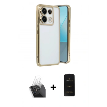 MARSİLYAN™- Redmi Note 13 Pro 4G Kılıf Vadi Minimal - Siyah 6D Antistatik Mat Seramik Hayalet Nano Ekran Koruyucu + Kamera Lens Koruma Cam - SF