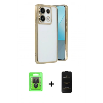 MARSİLYAN™- Redmi Note 13 Pro 4G Kılıf Vadi Minimal - Siyah 6D Antistatik Mat Seramik Hayalet Nano Ekran Koruyucu + Raze Metal Kamera Lens - SH