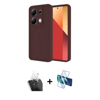 MARSİLYAN™- Redmi Note 13 Pro 4G Kılıf Yankı Yansıma Özel Seri - Siyah 3D Antistatik Cam Ekran Koruyucu + Kamera Lens Koruma Cam - SF