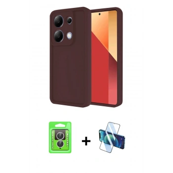 MARSİLYAN™- Redmi Note 13 Pro 4G Kılıf Yankı Yansıma Özel Seri - Siyah 3D Antistatik Cam Ekran Koruyucu + Raze Metal Kamera Lens - GS