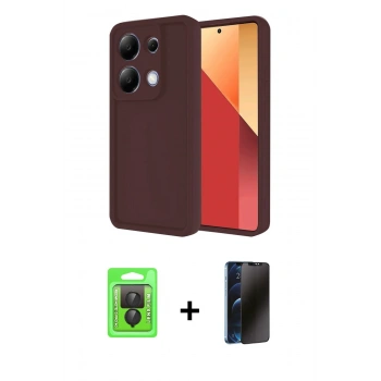 MARSİLYAN™- Redmi Note 13 Pro 4G Kılıf Yankı Yansıma Özel Seri - Siyah 3D Antistatik Hayalet Cam Ekran Koruyucu + Raze Metal Kamera Lens - SH