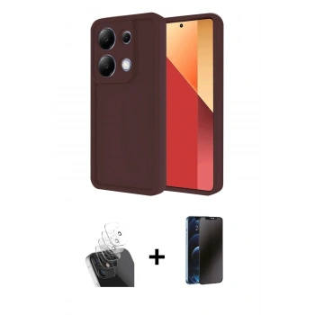 MARSİLYAN™- Redmi Note 13 Pro 4G Kılıf Yankı Yansıma Özel Seri - Siyah 3D Antistatik Hayalet Cam Ekran Koruyucu + Kamera Lens Koruma Cam - SF