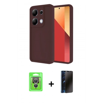 MARSİLYAN™- Redmi Note 13 Pro 4G Kılıf Yankı Yansıma Özel Seri - Siyah 3D Antistatik Hayalet Cam Ekran Koruyucu + Raze Metal Kamera Lens - GS