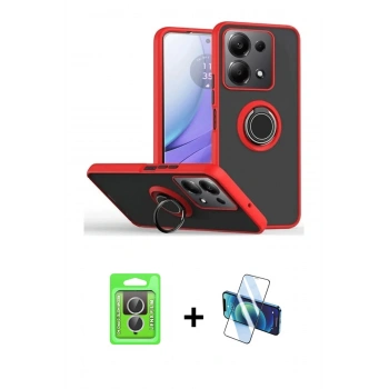 MARSİLYAN™- Redmi Note 13 Pro 4G Kılıf Yörünge Çizgi - Siyah 3D Antistatik Seramik Nano Ekran Koruyucu + Raze Metal Kamera Lens - GS