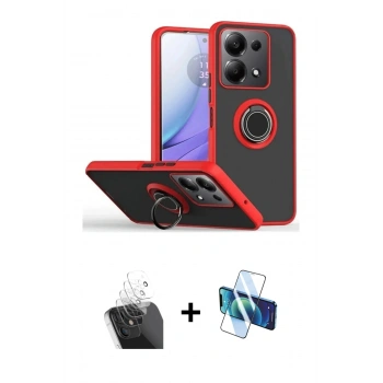 MARSİLYAN™- Redmi Note 13 Pro 4G Kılıf Yörünge Çizgi - Siyah 3D Antistatik Seramik Nano Ekran Koruyucu + Kamera Lens Koruma Cam - SF