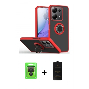 MARSİLYAN™- Redmi Note 13 Pro 4G Kılıf Yörünge Çizgi - Siyah 6D Antistatik Mat Seramik Hayalet Nano Ekran Koruyucu + Raze Metal Kamera Lens - SH