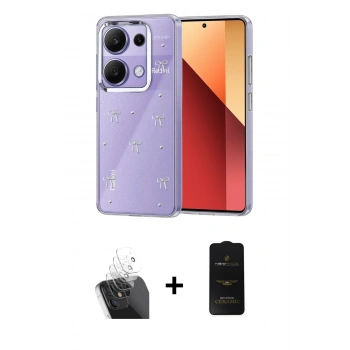 MARSİLYAN™- Redmi Note 13 Pro 4G Kılıf Yörünge Form - Siyah 6D Antistatik Mat Seramik Hayalet Nano Ekran Koruyucu + Kamera Lens Koruma Cam - SF