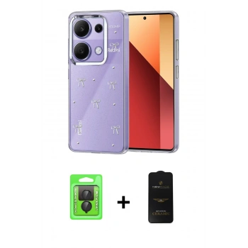 MARSİLYAN™- Redmi Note 13 Pro 4G Kılıf Yörünge Form - Siyah 6D Antistatik Mat Seramik Hayalet Nano Ekran Koruyucu + Raze Metal Kamera Lens - SH