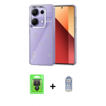 MARSİLYAN™- Redmi Note 13 Pro 4G Kılıf Yörünge Form - Siyah Joko Magic 5D Cam + Raze Metal Kamera Lens - SH
