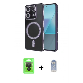 MARSİLYAN™- Redmi Note 13 Pro 4G Kılıf Zirve Doku Prime - Siyah Joko Magic 5D Cam + Raze Metal Kamera Lens - SH