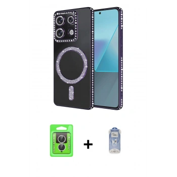 MARSİLYAN™- Redmi Note 13 Pro 4G Kılıf Zirve Doku Prime - Siyah Joko Magic 5D Cam + Raze Metal Kamera Lens - GS