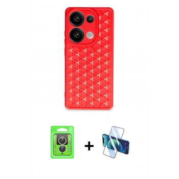 MARSİLYAN™- Redmi Note 13 Pro 4G Kılıf Zirve Form - Siyah 3D Antistatik Seramik Nano Ekran Koruyucu + Raze Metal Kamera Lens - GS