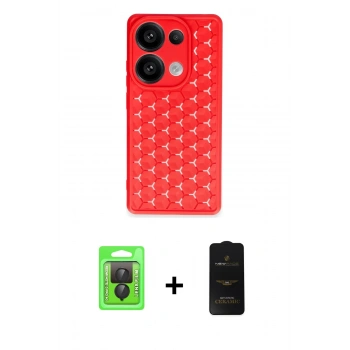 MARSİLYAN™- Redmi Note 13 Pro 4G Kılıf Zirve Form - Siyah 6D Antistatik Mat Seramik Hayalet Nano Ekran Koruyucu + Raze Metal Kamera Lens - SH