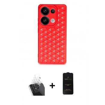 MARSİLYAN™- Redmi Note 13 Pro 4G Kılıf Zirve Form - Siyah 6D Antistatik Mat Seramik Hayalet Nano Ekran Koruyucu + Kamera Lens Koruma Cam - SF