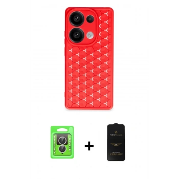 MARSİLYAN™- Redmi Note 13 Pro 4G Kılıf Zirve Form - Siyah 6D Antistatik Mat Seramik Hayalet Nano Ekran Koruyucu + Raze Metal Kamera Lens - GS