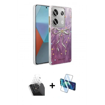 MARSİLYAN™- Redmi Note 13 Pro 4G Kılıf Zirve Modern Prime - Siyah 3D Antistatik Cam Ekran Koruyucu + Kamera Lens Koruma Cam - SF