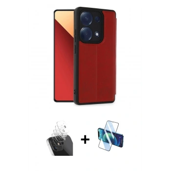 MARSİLYAN™- Redmi Note 13 Pro 4G Kılıf Zirve Yansıma Serisi - Siyah 3D Antistatik Cam Ekran Koruyucu + Kamera Lens Koruma Cam - SF