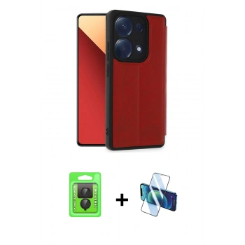 MARSİLYAN™- Redmi Note 13 Pro 4G Kılıf Zirve Yansıma Serisi - Siyah 3D Antistatik Seramik Nano Ekran Koruyucu + Raze Metal Kamera Lens - SH