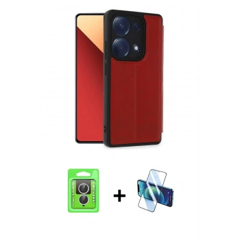 MARSİLYAN™- Redmi Note 13 Pro 4G Kılıf Zirve Yansıma Serisi - Siyah 3D Antistatik Seramik Nano Ekran Koruyucu + Raze Metal Kamera Lens - GS