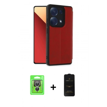 MARSİLYAN™- Redmi Note 13 Pro 4G Kılıf Zirve Yansıma Serisi - Siyah 6D Antistatik Mat Seramik Hayalet Nano Ekran Koruyucu + Raze Metal Kamera Lens - GS