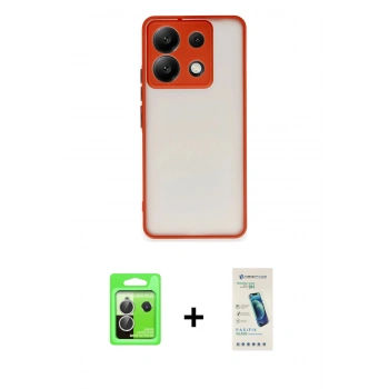 MARSİLYAN™- Redmi Note 13 Pro 5G Kılıf Ahenk Çizgi Serisi - Şeffaf Pasifik Cam Ekran Koruyucu + Raze Metal Kamera Lens - GS