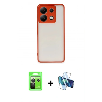 MARSİLYAN™- Redmi Note 13 Pro 5G Kılıf Ahenk Çizgi Serisi - Siyah 3D Antistatik Cam Ekran Koruyucu + Raze Metal Kamera Lens - SH