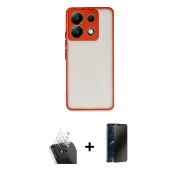 MARSİLYAN™- Redmi Note 13 Pro 5G Kılıf Ahenk Çizgi Serisi - Siyah 3D Antistatik Hayalet Cam Ekran Koruyucu + Kamera Lens Koruma Cam - SF