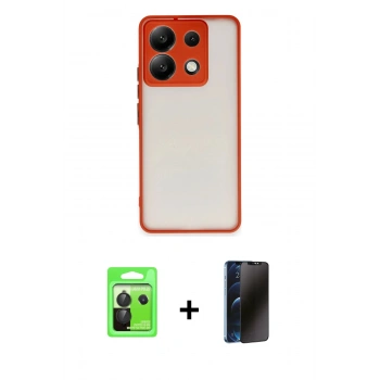 MARSİLYAN™- Redmi Note 13 Pro 5G Kılıf Ahenk Çizgi Serisi - Siyah 3D Antistatik Hayalet Cam Ekran Koruyucu + Raze Metal Kamera Lens - SH