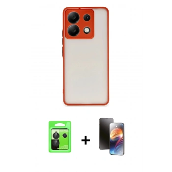 MARSİLYAN™- Redmi Note 13 Pro 5G Kılıf Ahenk Çizgi Serisi - Siyah 3D Antistatik Mat Seramik Nano Ekran Koruyucu + Raze Metal Kamera Lens - SH