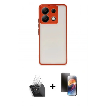 MARSİLYAN™- Redmi Note 13 Pro 5G Kılıf Ahenk Çizgi Serisi - Siyah 3D Antistatik Mat Seramik Nano Ekran Koruyucu + Kamera Lens Koruma Cam - SF