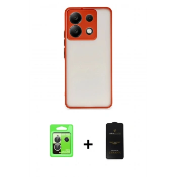 MARSİLYAN™- Redmi Note 13 Pro 5G Kılıf Ahenk Çizgi Serisi - Siyah 6D Antistatik Mat Seramik Hayalet Nano Ekran Koruyucu + Raze Metal Kamera Lens - GS
