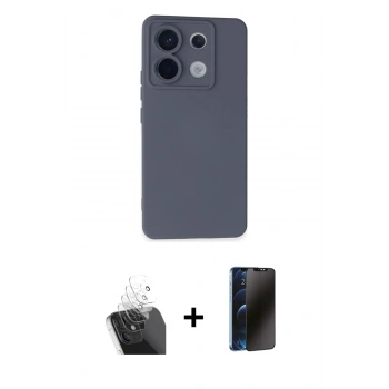 MARSİLYAN™- Redmi Note 13 Pro 5G Kılıf Ahenk Serisi - Siyah 3D Antistatik Hayalet Cam Ekran Koruyucu + Kamera Lens Koruma Cam - SF
