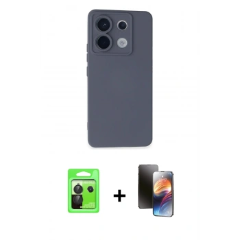 MARSİLYAN™- Redmi Note 13 Pro 5G Kılıf Ahenk Serisi - Siyah 3D Antistatik Mat Seramik Nano Ekran Koruyucu + Raze Metal Kamera Lens - SH