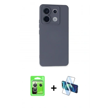 MARSİLYAN™- Redmi Note 13 Pro 5G Kılıf Ahenk Serisi - Siyah 3D Antistatik Seramik Nano Ekran Koruyucu + Raze Metal Kamera Lens - GS