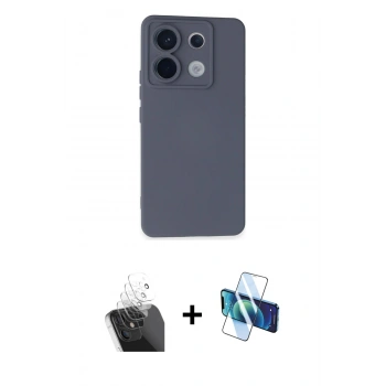 MARSİLYAN™- Redmi Note 13 Pro 5G Kılıf Ahenk Serisi - Siyah 3D Antistatik Seramik Nano Ekran Koruyucu + Kamera Lens Koruma Cam - SF