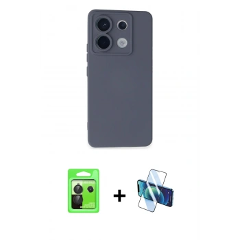 MARSİLYAN™- Redmi Note 13 Pro 5G Kılıf Ahenk Serisi - Siyah 3D Antistatik Seramik Nano Ekran Koruyucu + Raze Metal Kamera Lens - SH