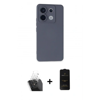 MARSİLYAN™- Redmi Note 13 Pro 5G Kılıf Ahenk Serisi - Siyah 6D Antistatik Mat Seramik Hayalet Nano Ekran Koruyucu + Kamera Lens Koruma Cam - SF