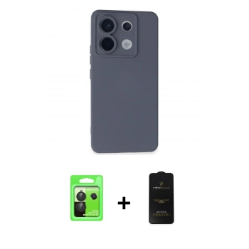 MARSİLYAN™- Redmi Note 13 Pro 5G Kılıf Ahenk Serisi - Siyah 6D Antistatik Mat Seramik Hayalet Nano Ekran Koruyucu + Raze Metal Kamera Lens - SH
