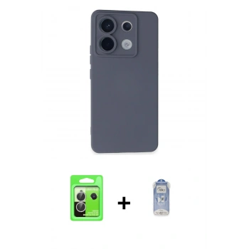 MARSİLYAN™- Redmi Note 13 Pro 5G Kılıf Ahenk Serisi - Siyah Joko Magic 5D Cam + Raze Metal Kamera Lens - GS