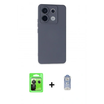 MARSİLYAN™- Redmi Note 13 Pro 5G Kılıf Ahenk Serisi - Siyah Joko Magic 5D Cam + Raze Metal Kamera Lens - SH