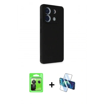 MARSİLYAN™- Redmi Note 13 Pro 5G Kılıf Akış Asil Koleksiyonu - Siyah 3D Antistatik Cam Ekran Koruyucu + Raze Metal Kamera Lens - SH