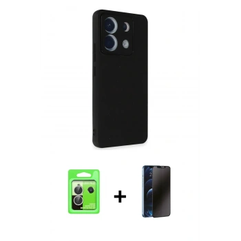 MARSİLYAN™- Redmi Note 13 Pro 5G Kılıf Akış Asil Koleksiyonu - Siyah 3D Antistatik Hayalet Cam Ekran Koruyucu + Raze Metal Kamera Lens - GS
