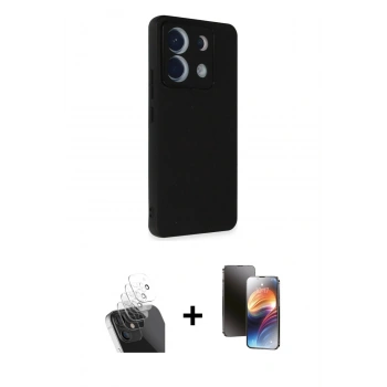MARSİLYAN™- Redmi Note 13 Pro 5G Kılıf Akış Asil Koleksiyonu - Siyah 3D Antistatik Mat Seramik Nano Ekran Koruyucu + Kamera Lens Koruma Cam - SF